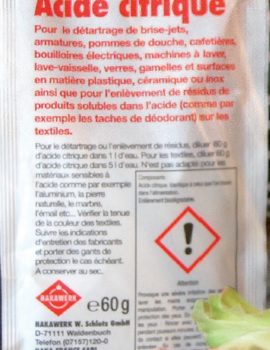 Acide citrique - Détartrant - HAKAWERK Belgique